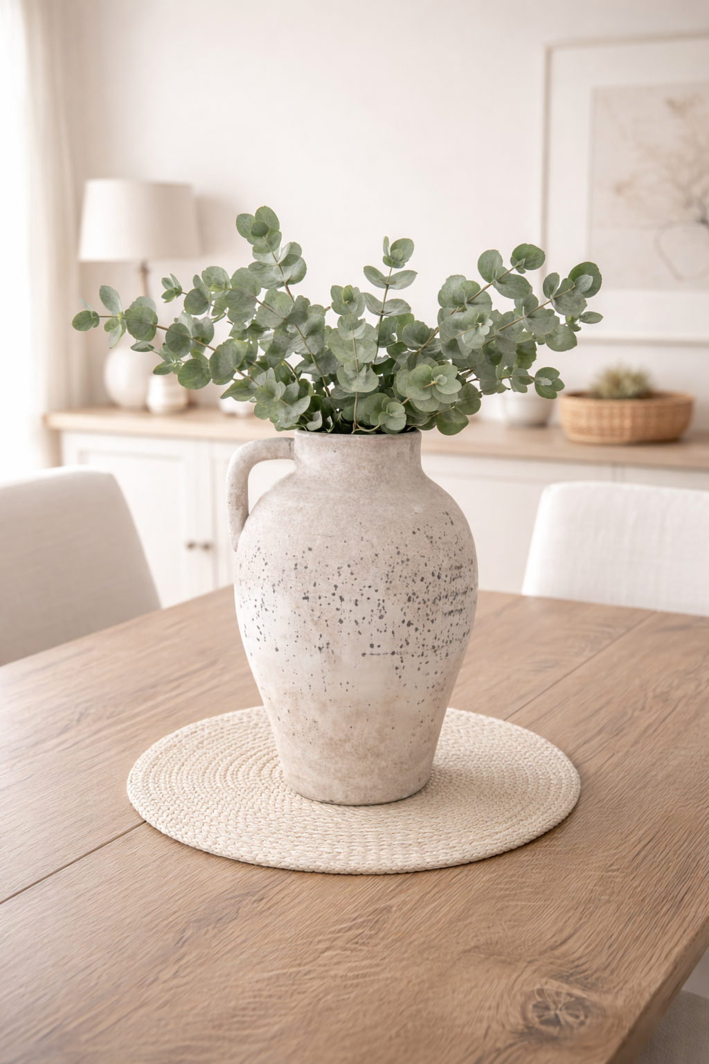 Stone Urn Vase with Handle 37cm