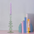 Green Glass Bubble Dinner Candle Holder