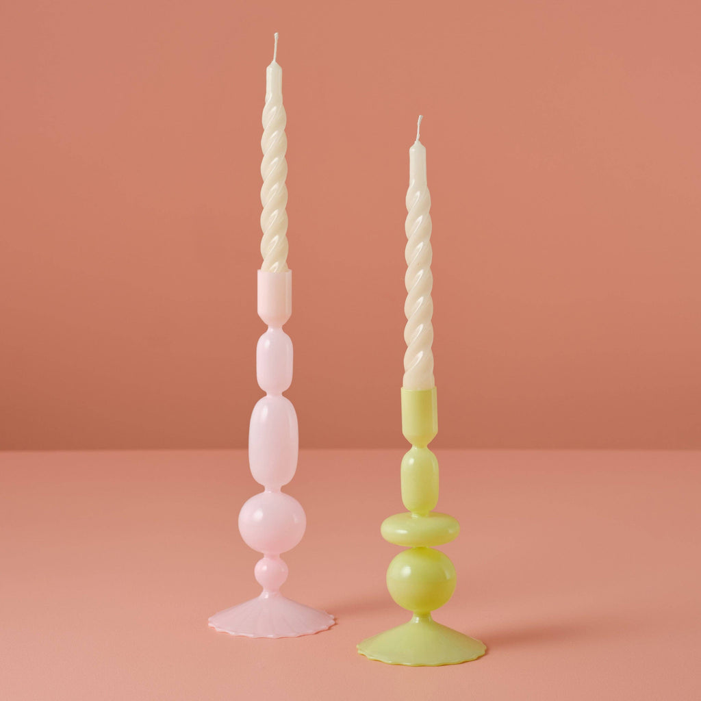 Pink Glass Bubble Dinner Candle Holder