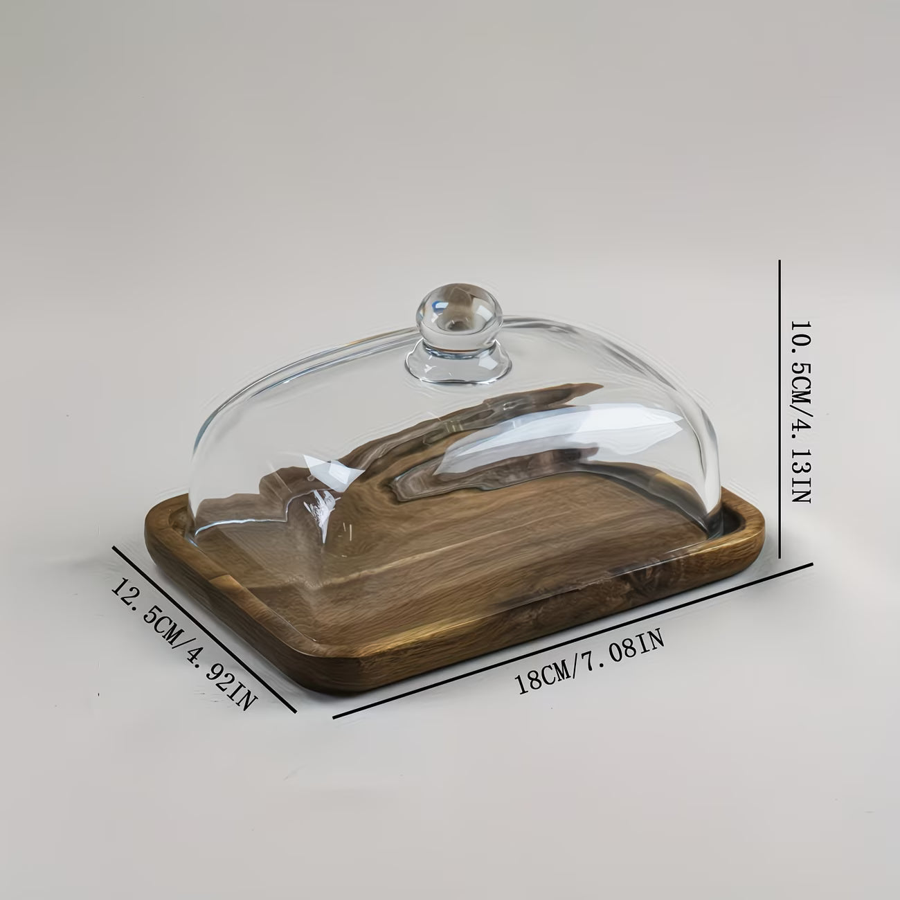 Teak Wood Butter Dish with Glass Lid