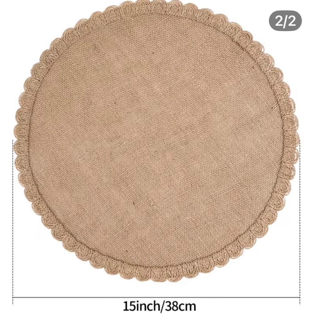 8 Bohemian Round Jute Placemats
