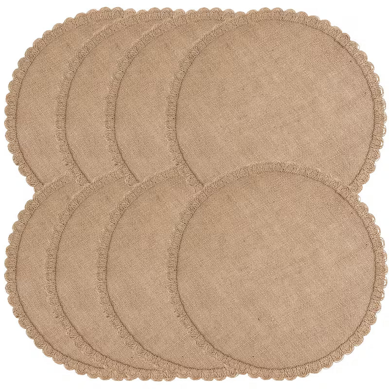 8 Bohemian Round Jute Placemats